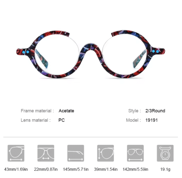 Tomo Acetate 2/3 Round Eyeglasses - Image 6