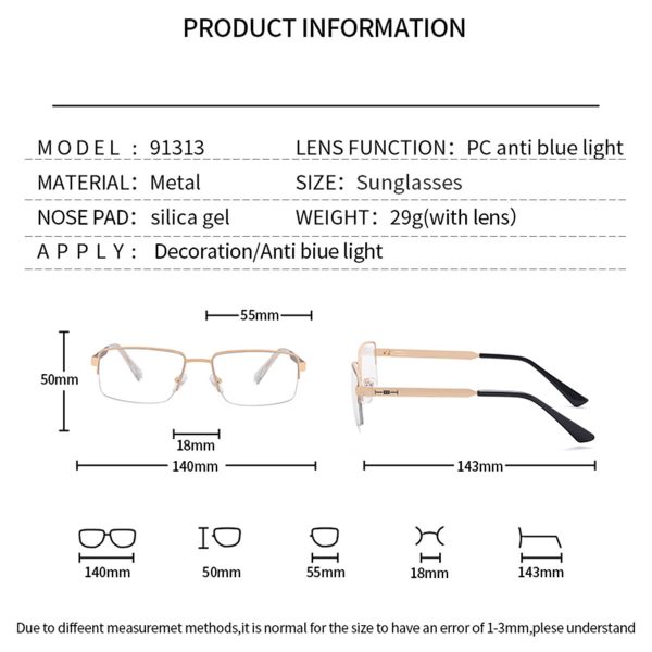 Zachary Alloy Semi Rim Rectangle  Eyeglasses - Image 8