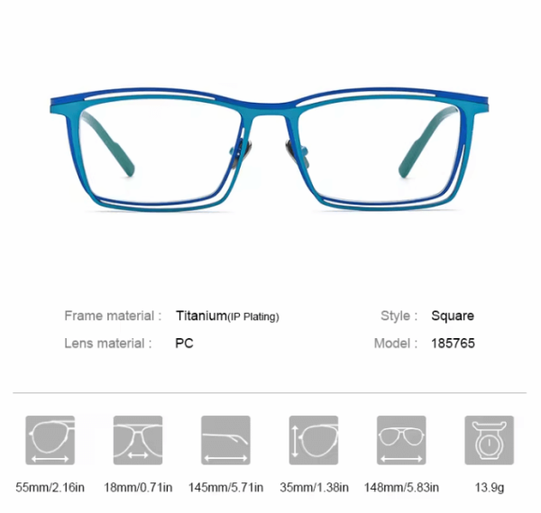 Hayden Titanium Rectangle Eyeglasses - Image 6