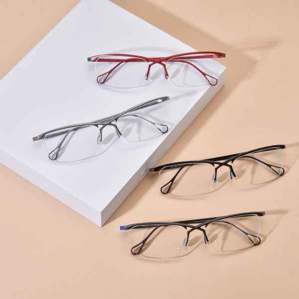 Piper Titanium Semi Rim Rectangle Eyeglasses - Image 2