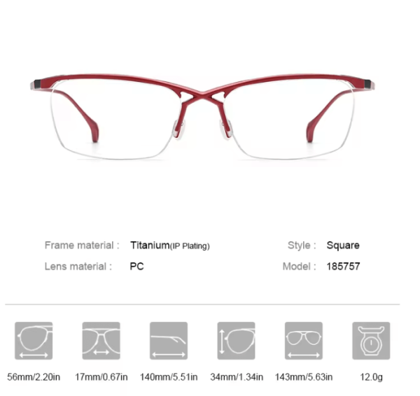 Piper Titanium Semi Rim Rectangle Eyeglasses - Image 6