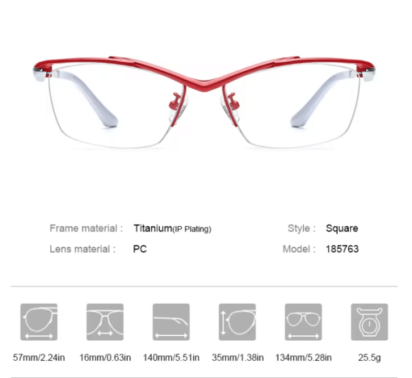 Zelig Titanium Semi Rim Rectangle Eyeglasses - Image 6