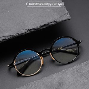 Iridescent Round Titanium Designer Glasses Frames
