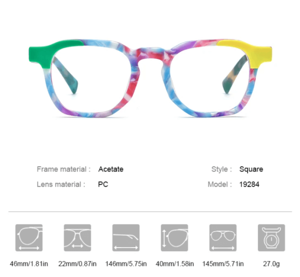 Birch Colorful Acetate Square Eyeglasses - Image 6